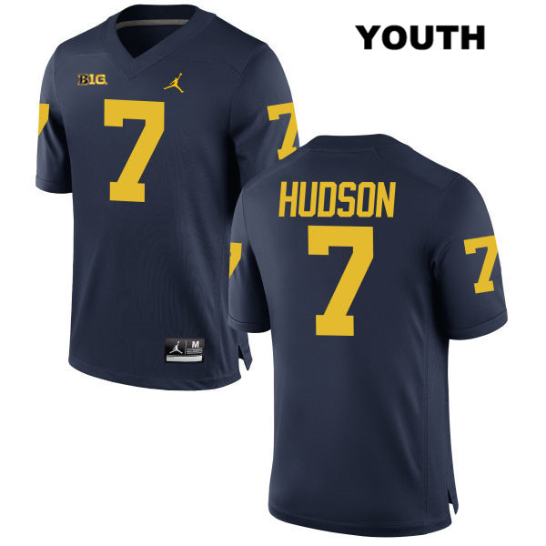 Youth NCAA Michigan Wolverines Khaleke Hudson #7 Navy Jordan Brand Authentic Stitched Football College Jersey WC25D83QC